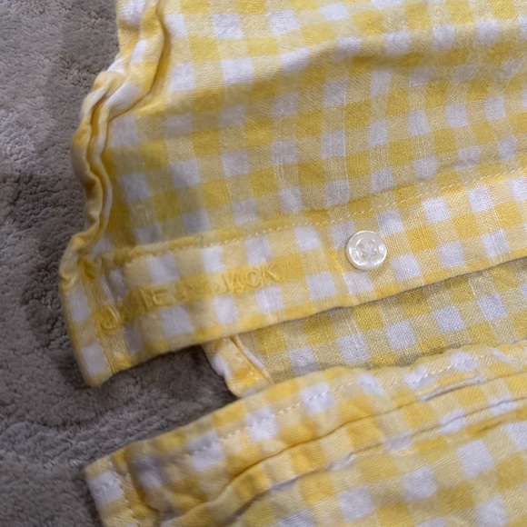 Janie and Jackie, yellow and white checkered shirt, long sleeve linen - Picture 3 of 4